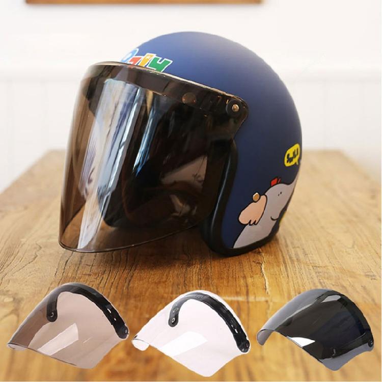 3-snap Open Face Helmet Bubble Visor for Sun Shade Protector for Motorcycle Ridi