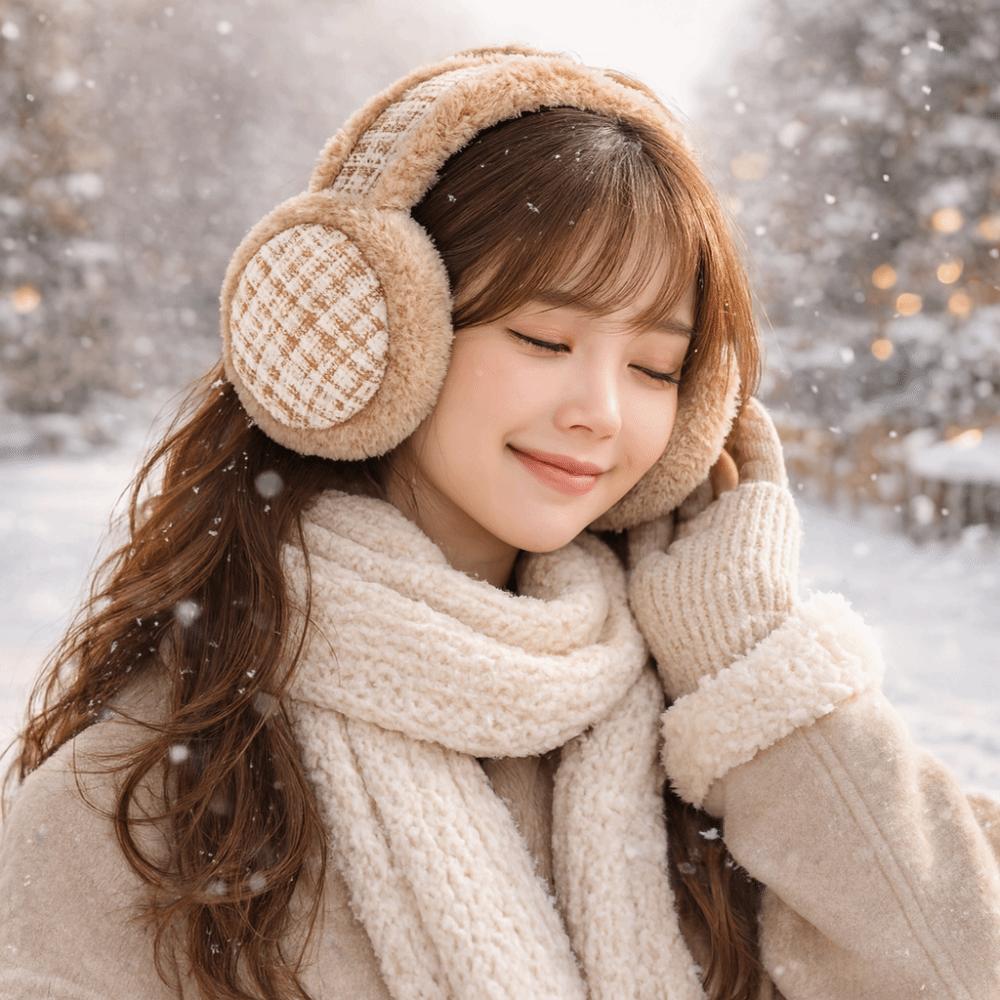 Plush Foldable Ear Cover Solid Color Winter Thicken Earflap Fashion Winter Warm Earmuffs Men