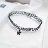 Choker Náhrdelník Černý Klíční kost Tetování Řetízek Hvězda Přívěsek Žena Dívka Coll