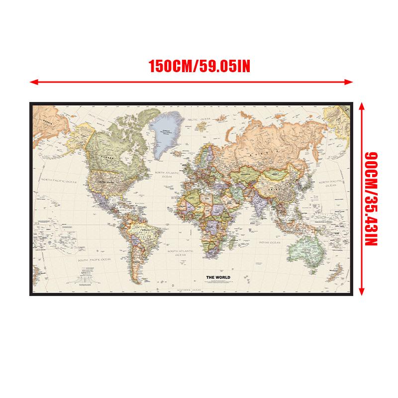 1 stücke Weltkarte Wand Poster Klar Gedruckt Leinwand Malerei Dekorative Hängen Bild Büro Hause Schulbedarf Ohne Rahmen