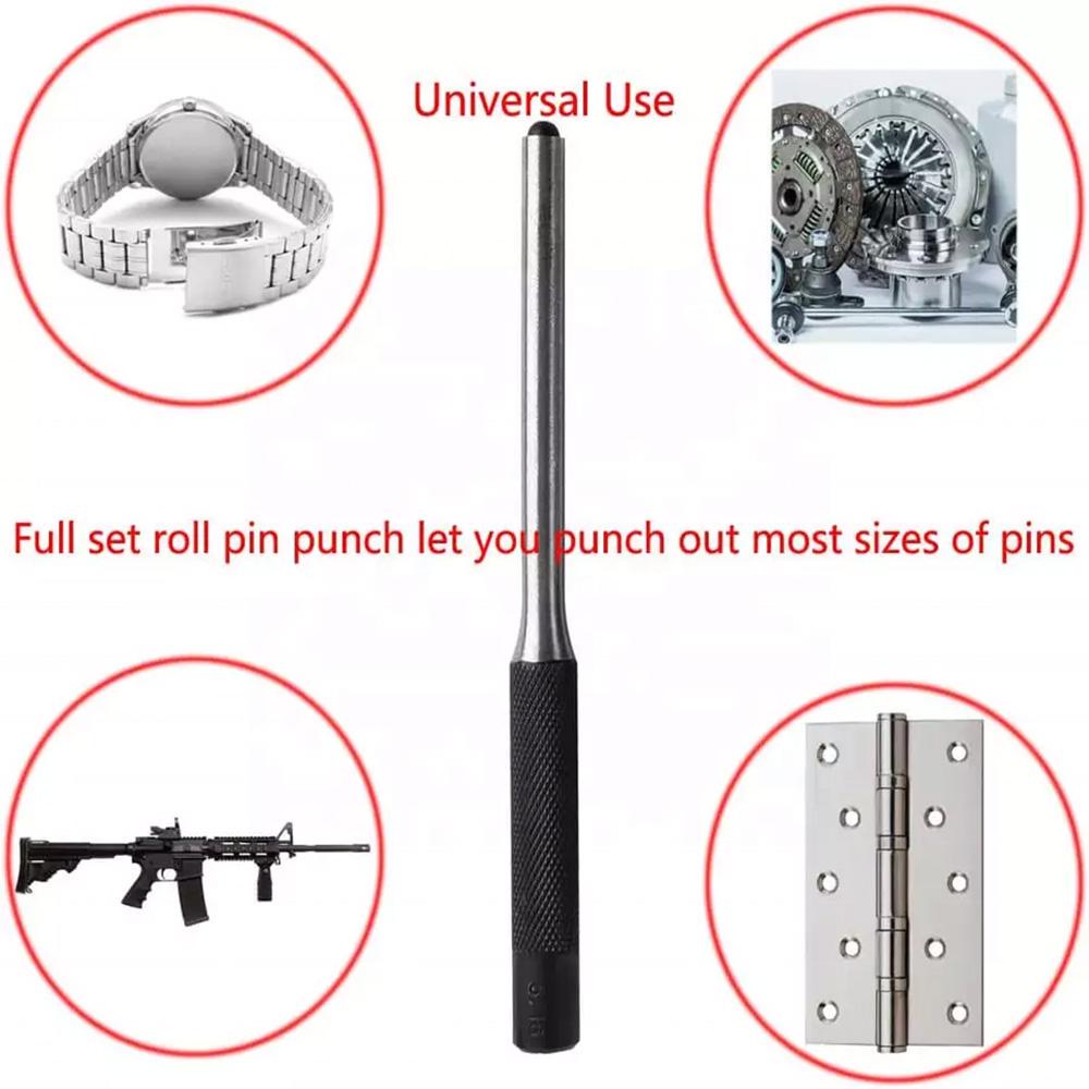 13PCS/Lot Roll Pin Punch Set With Storage Pouch Smithing Punch Removing Repair Tools With Bench Block Pin Punches And Hammer