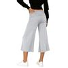 Women Elastic High Waist 3/4 Pant Casual Fit Wide Capris Leg Pants Trousers With Pockets