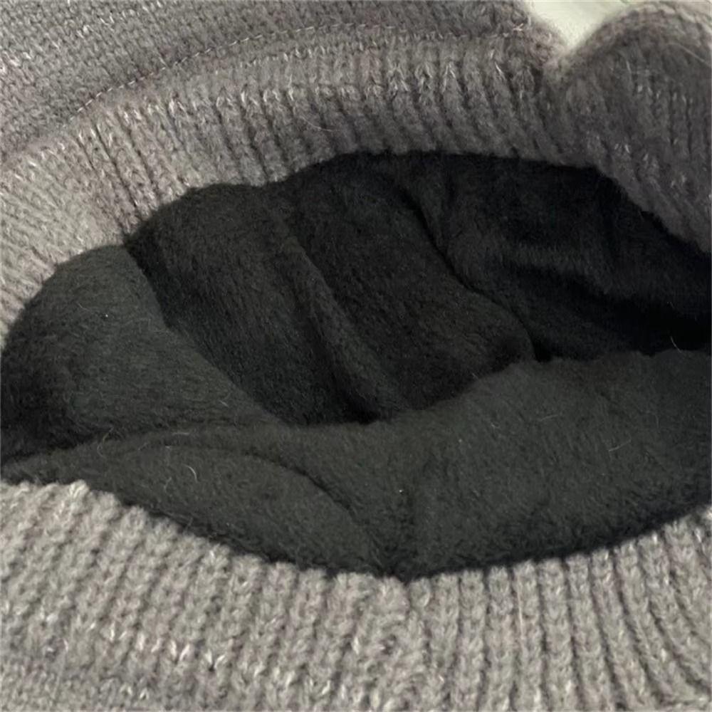 Dual Tone Thermal Knit Beanie Thickened Winter Warm Hat Versatile Couples Hats  Outdoor Activities