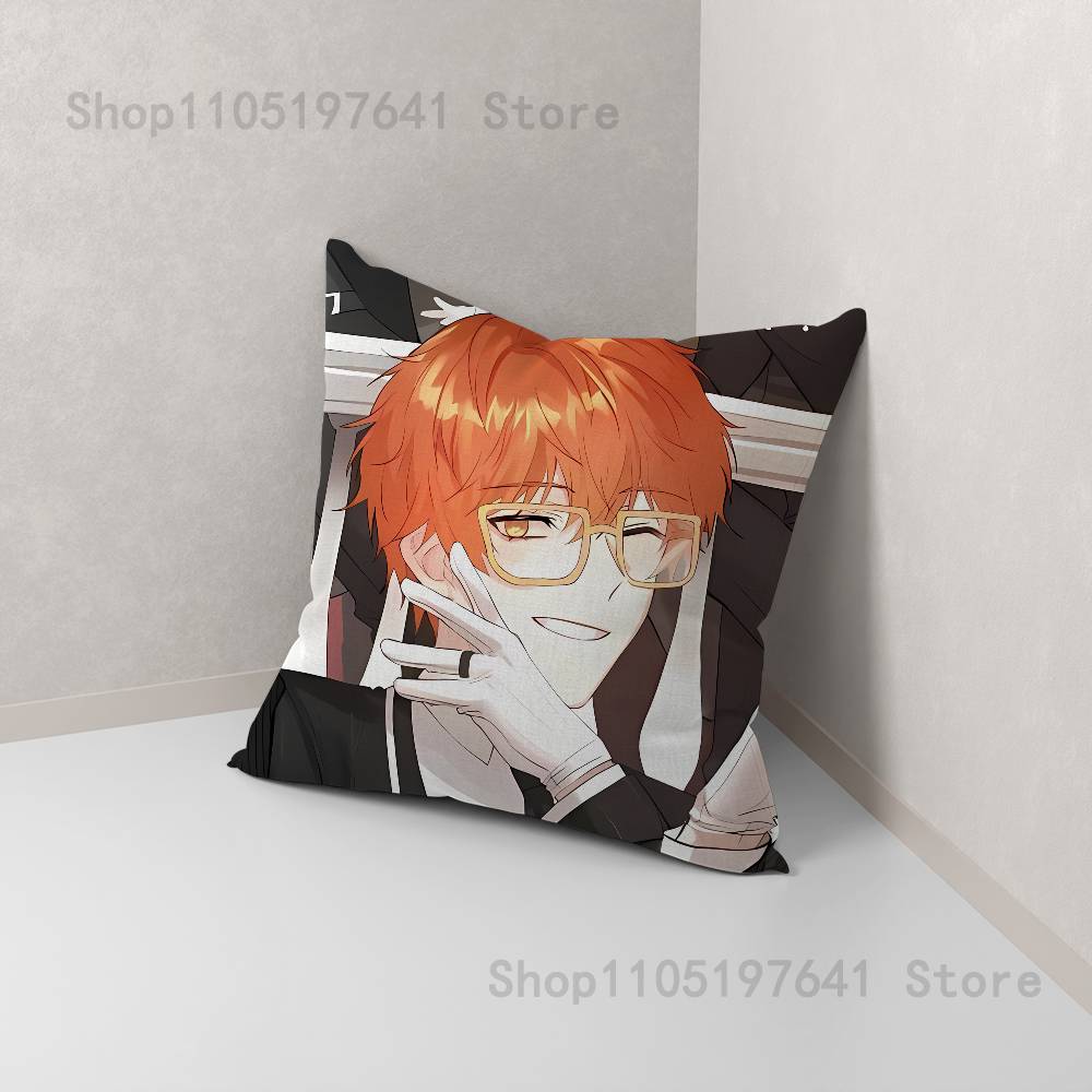 Anime Mystic Messenger Spiel 707 Kissenbezug niedliche Cartoon-FanartikelSchlafzimmer Sofa Dekokissenbezug Weicher Kissenbezug