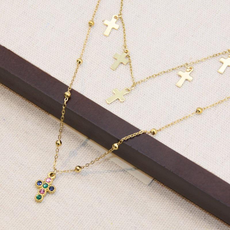 Vintage Titanium Steel Cross Pendant Necklace: Stylish European and American Design, Versatile Clavicle Chain