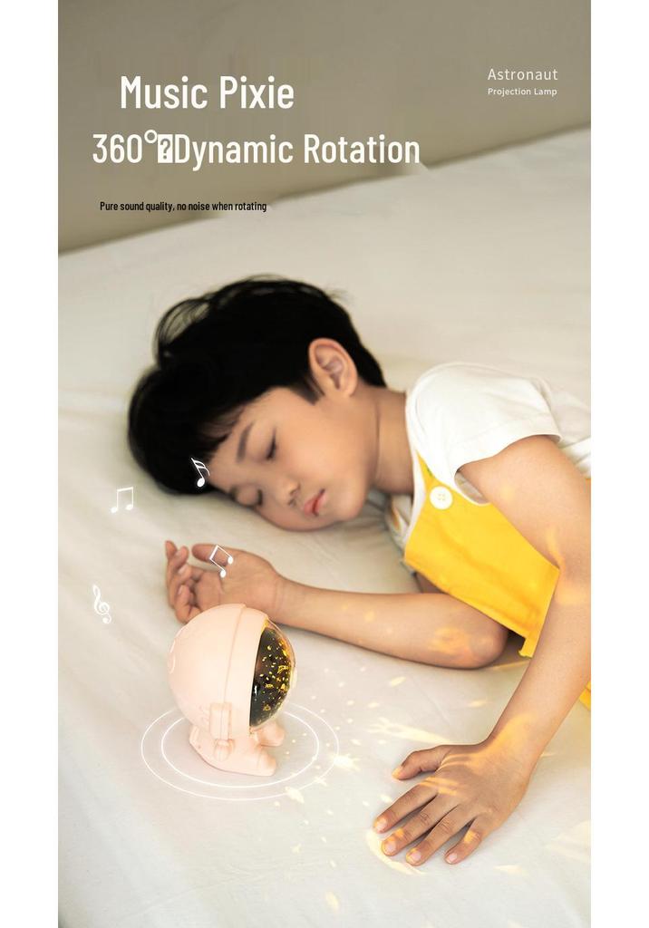 Spaceman Starry Sky Projector: Rotating Night Light & Music Lamp for Kids' Bedrooms