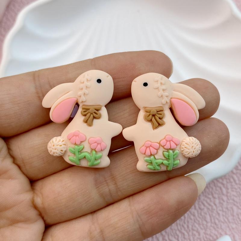10Pcs in pairs Valentine's Day Rose petal bow tie rabbit Flat Back Cartoon Scrapbook Figurine DIY Bow Decor Accessories Crafts
