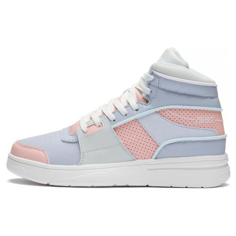

New LiNing Retro 90 Cushioned Slip Resistant High Top Casual Shoes Women s Blue Pink ABCS098-3 37