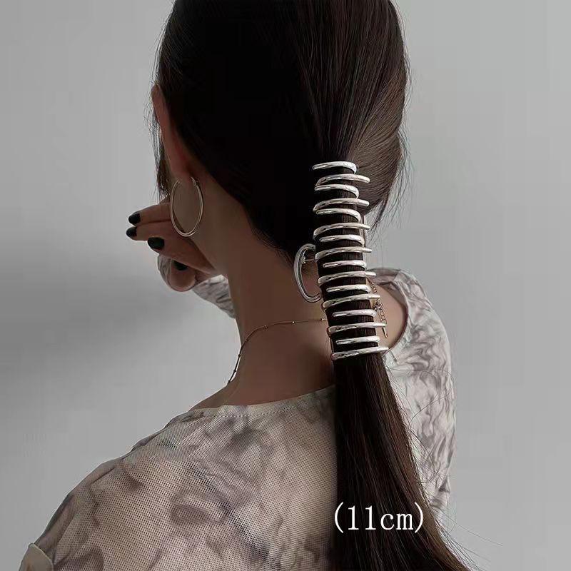 Silver Metal Geometric Shark Hair Clip for Thick Hair