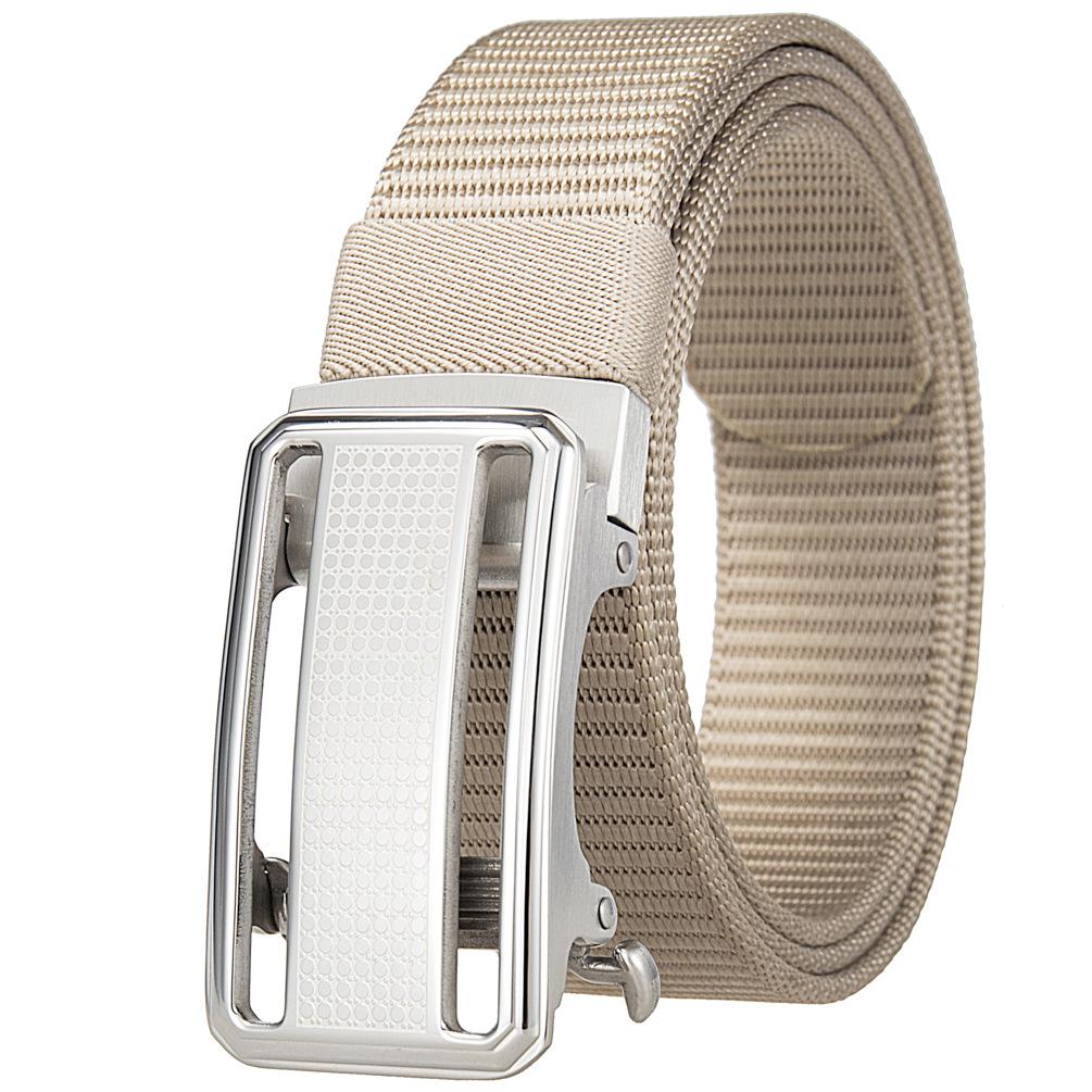 1Pcs Fashion Nylon Braided Belt Men, Button Head Front Switch Toothless Stainless Steel Buckle 3.5Cmly36-61931-3