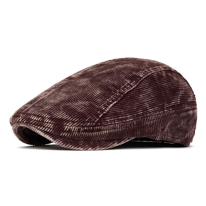 Autumn Winter Corduroy Beret Men Painter's Cap British Vintage Progressive Cap