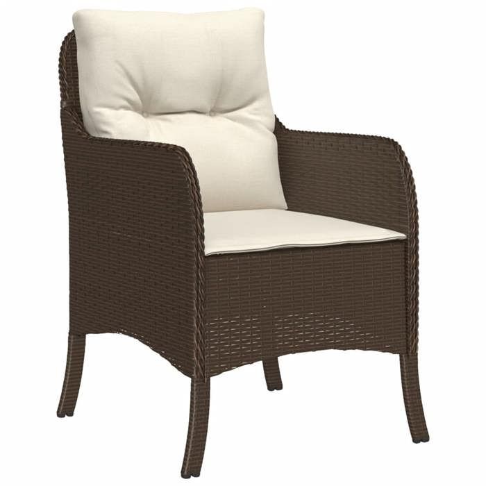 VidaXL Ensemble à Manger de Jardin avec Coussins 7 pcs, Chaises et Table de Patio, Meubles de Terrasse, Moderne, Marron 3211939