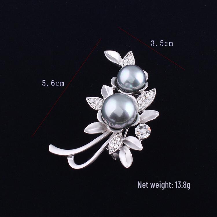 Высококачественная корейская матовая серебристая брошь-цветок с жемчугом