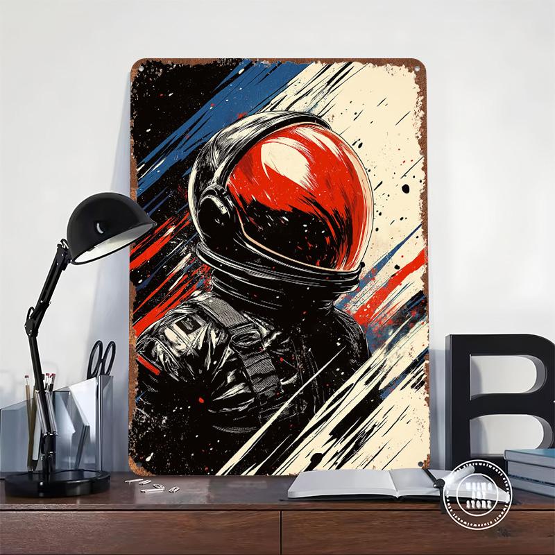 Astronaut In Space Tinplate Poster Customized Wall Art Vintage Retro Metal Signs for Room Ornaments Bedroom Decorations Man Cave
