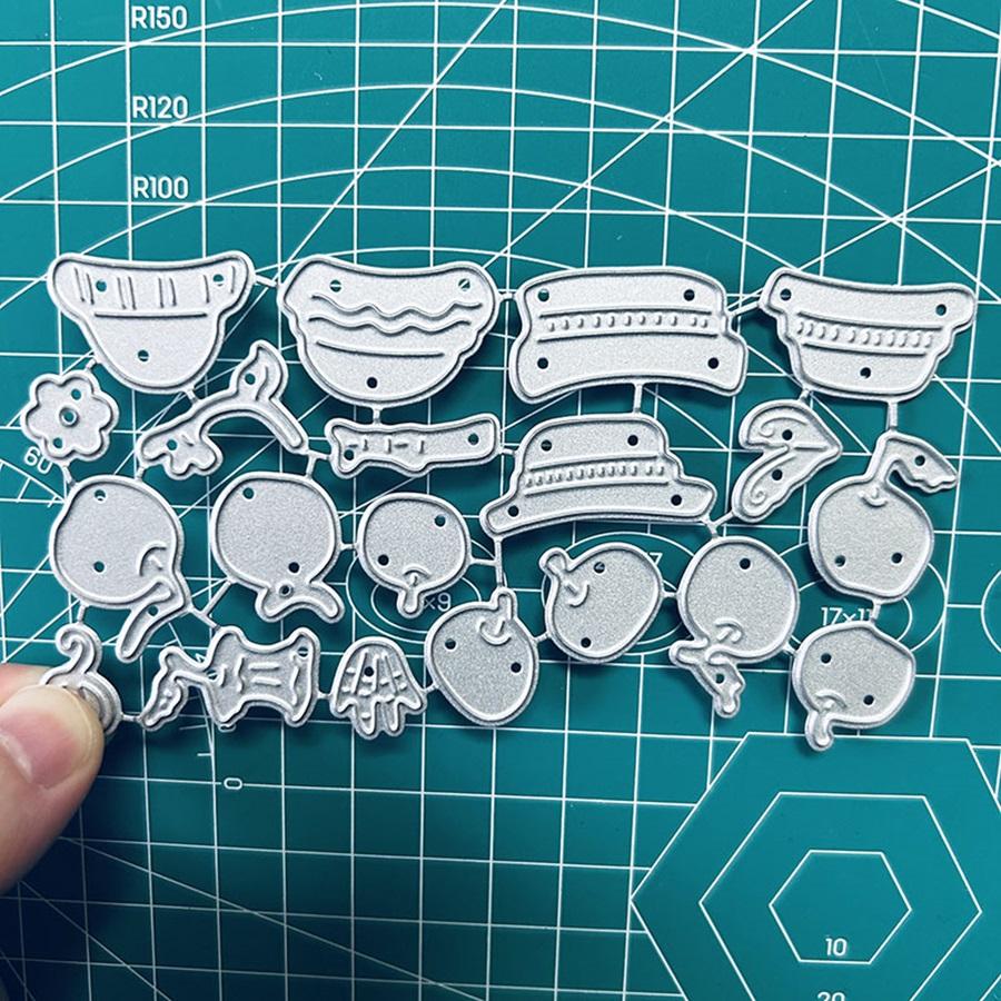 Row of Hats and Apples Metal Cutting Dies Stencils for Scrapbooking/Photo Album Decorative Embossing Paper Cards Crafts