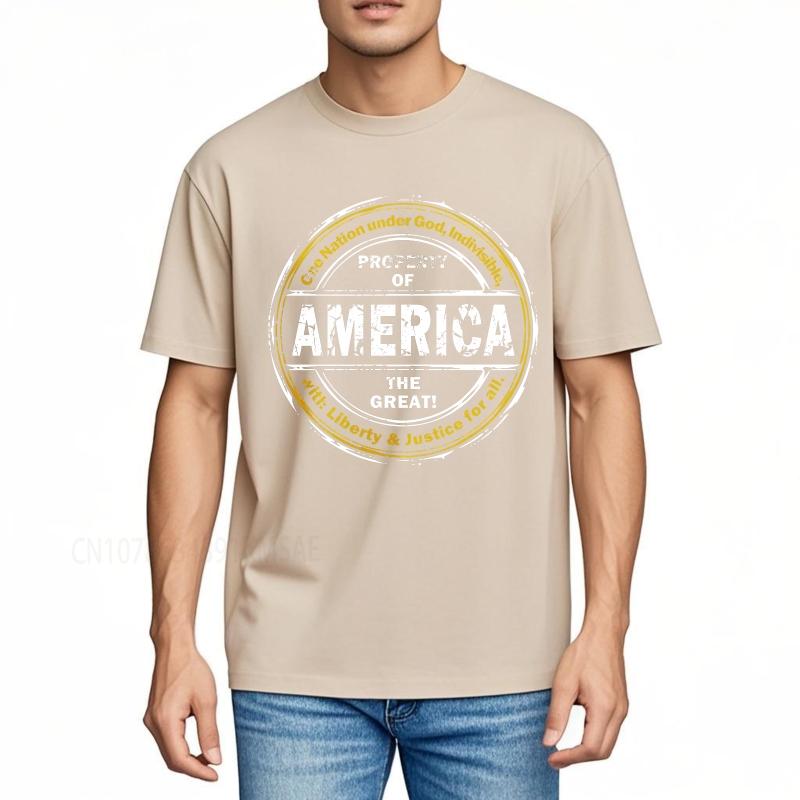 new cotton tshirt Cotton summer Man t shirt Property Of America The Great Short Sleeve Soft Round Neck Tshirt male teeshirt