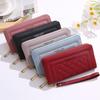 Fashion PU Leather Women Wallet Long Large Capacity Coin Purse Simple Double Zipper Phone Bag Women Girls