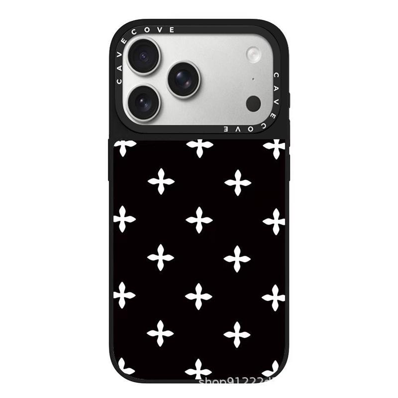 

Black & White Polka Dot Floral MagSafe Case for Apple 17 Pro Max 15 Plus/14 Plus