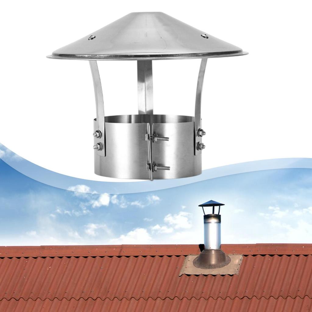 Chimney Cap Cover Pipe Rain Roof Stainless Steel for Ducting