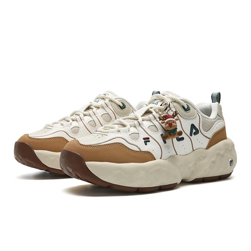 FILA MUFFIN Cushioning Abrasion Resistant Lightweight Low top Casual Shoes Women's White Brown F12W611132FGA