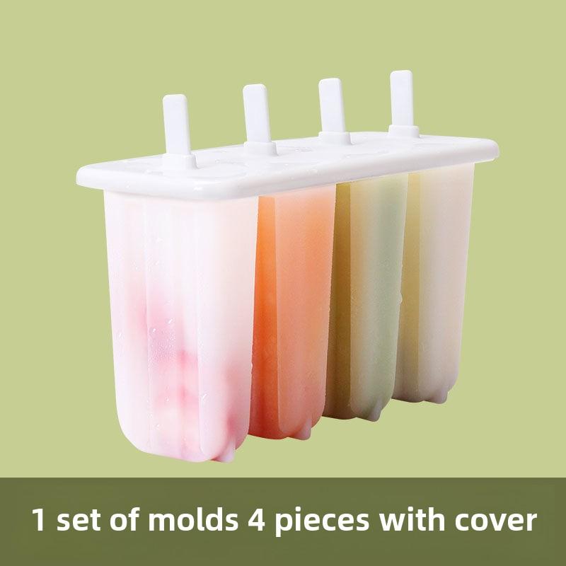 Forma na nanuky 4 v řadě se víkem pro domácnost, dětské roztomilé formy na nanuky a zmrzlinu