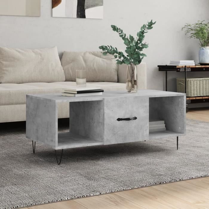 VidaXL Table basse gris béton 102x50x40 cm bois d'ingénierie 829296