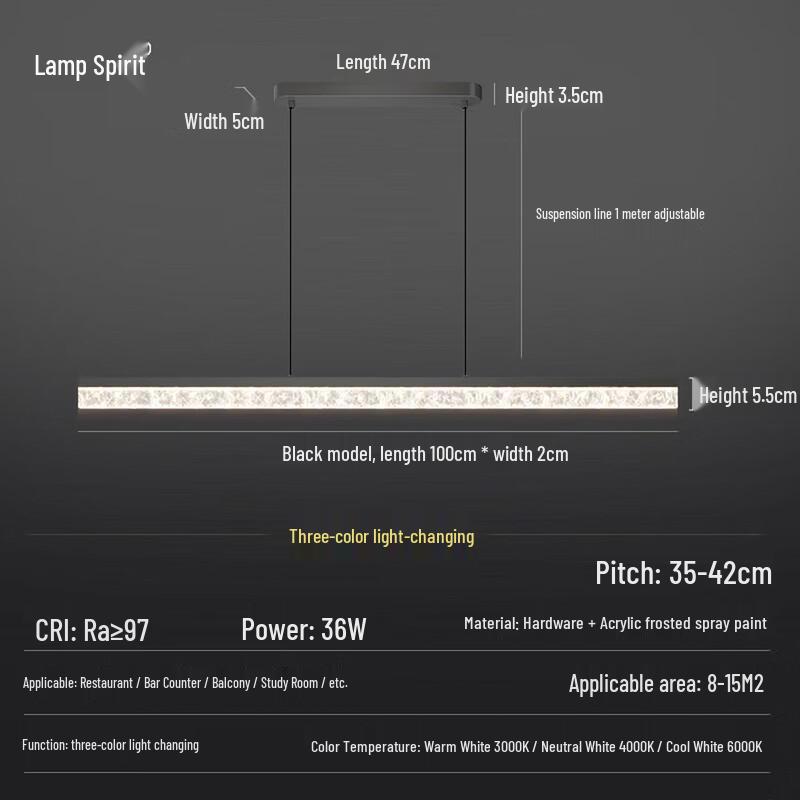 Modern Minimalist Full-Spectrum LED Linear Pendant Light