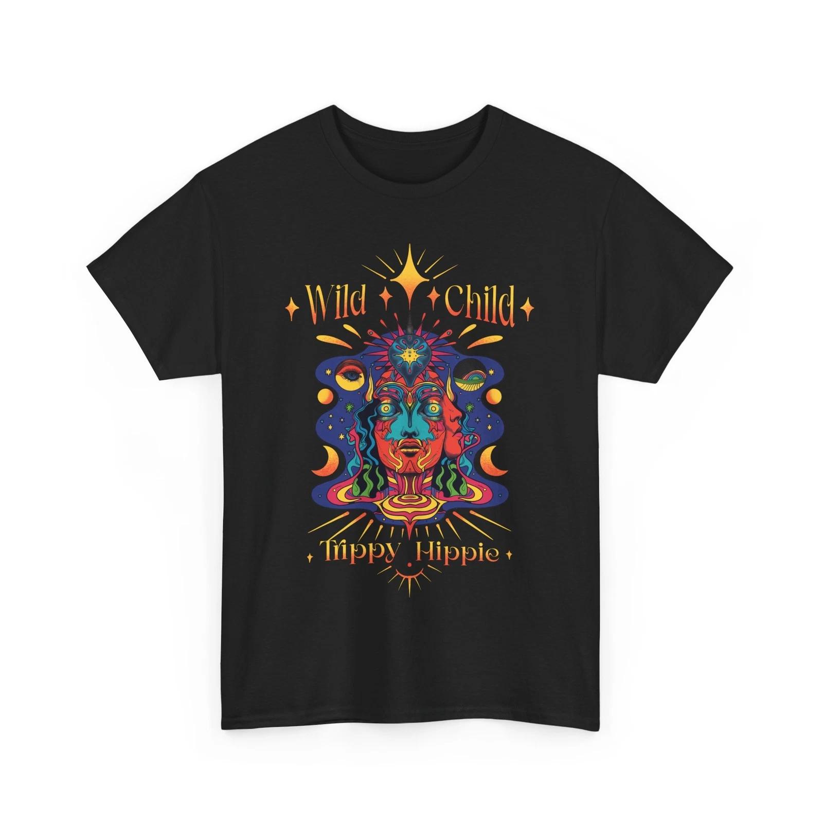 Wild Child Trippy Hippie T-Shirt | Hippie Good Vibes Tee | Boho Summer Shirt 2XL