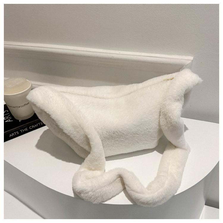 Adorable Plush Tote Bag For Women Soft And Chic In Black White Khaki Pink