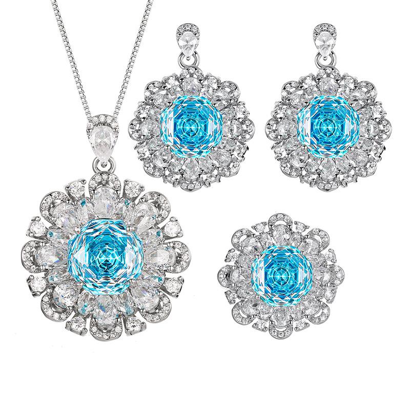 Schmuck Kupferboden Vergoldet Simulation Millennium Meeresblau Blumen-Set Hauptstein 12-10 mm