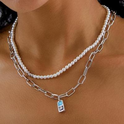 [POPTS] Petite Pearl Earth Layered Necklace OTN222506PWW