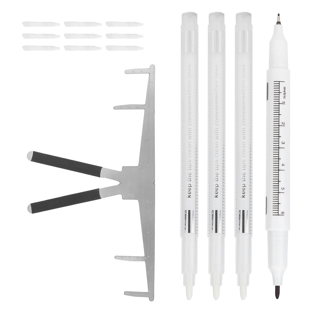 3Pcs Marker Erase Pen No Odor Safe Professional Durable Tattoo Tool with Replacement Head Ruler