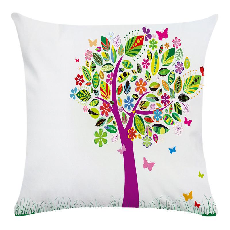 Creative Life Tree Pattern Digital Printing Short Plush Pillow Covers For Car Sofa Office Cushion Cover Home Goods