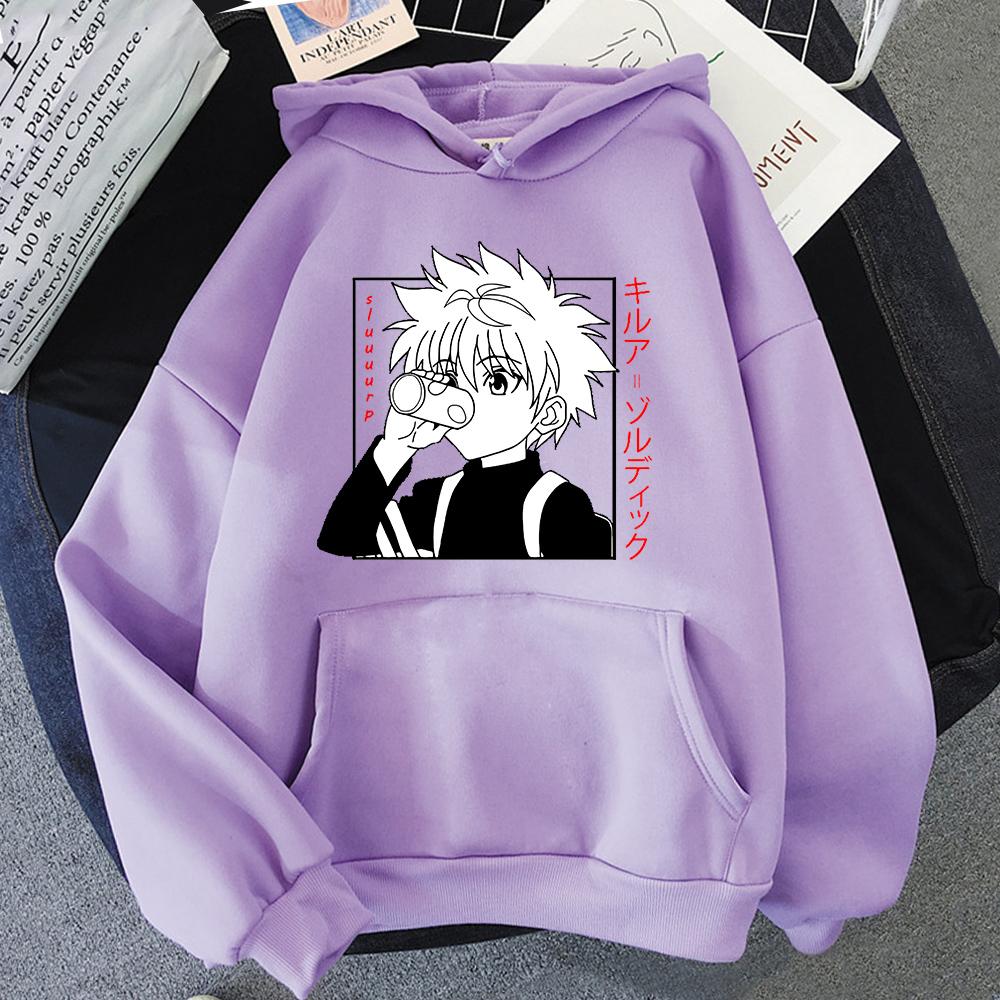 

Японские толстовки с капюшоном в стиле аниме Hunter X Hunter, женские пуловеры унисекс, толстовки унисекс Killua Zoldyck Hisoka, 90-е годы, топы с капюшоном, унисекс, толстовка