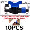 16mm 5/8" Drip Irrigation Tape Shut-Off Valve End Plug Connector Thread Lock Garden Watering System Greenyhouse to PVC Hard Pipe
