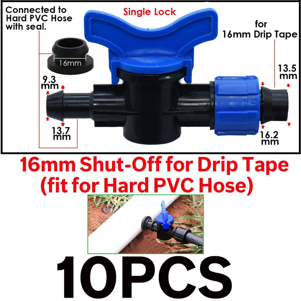 16mm 5/8" Drip Irrigation Tape Shut-Off Valve End Plug Connector Thread Lock Garden Watering System Greenyhouse to PVC Hard Pipe