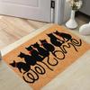 Niedlicher Katzen-Print Teppich Katzenpfote Schriftzug Willkommen Fußmatte Rutschfest Innen Außen Universeller Teppich für Wohnzimmer Schlafzimmer Flur