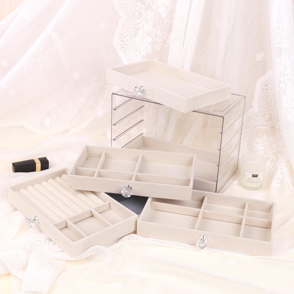 5 Layers of Velvet Jewellery Organiser Drawer Velvet Jewelry Box Earrings Bracelet Organizer Jewelry Display Box