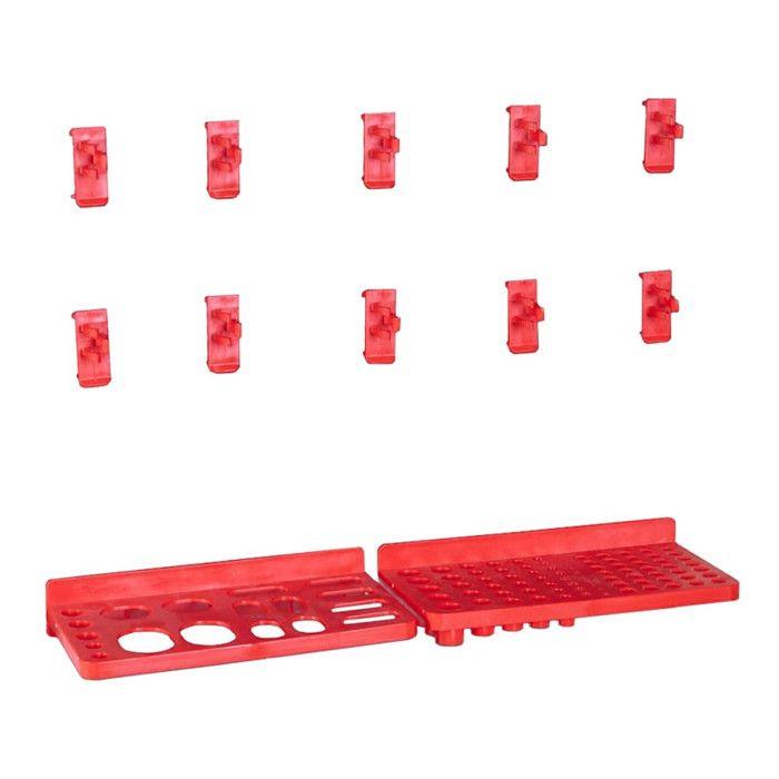 Kit de bacs de stockage - vidaXL - 136pcs - Rouge et Noir - Panneaux muraux - Plastique