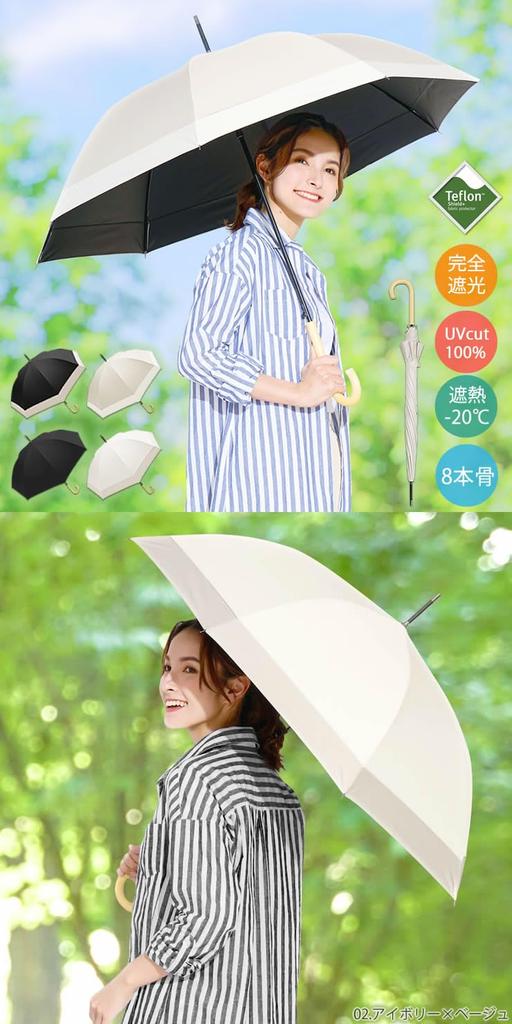 Sun Fully Long Rain and 8 Black Coating Blocks Reflected Heat Shielding down to degrees Teflon Large 102cm [Radweather] Umbrella, Sun-Blocking,