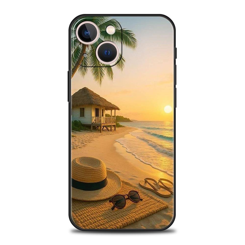 

Summer Beach Phone Case Cover for iPhone 17 16 15 14 13 12 11 Pro Max 17 Air Plus Shockproof Soft TPU Shell Fundas Capas Coque iPhone 17
