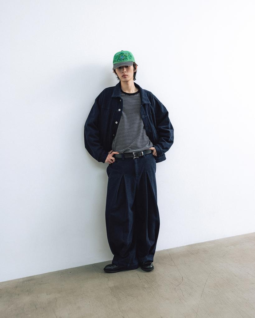 ANGLAN Heavy Sweat Long Tuck Pants - Indigo