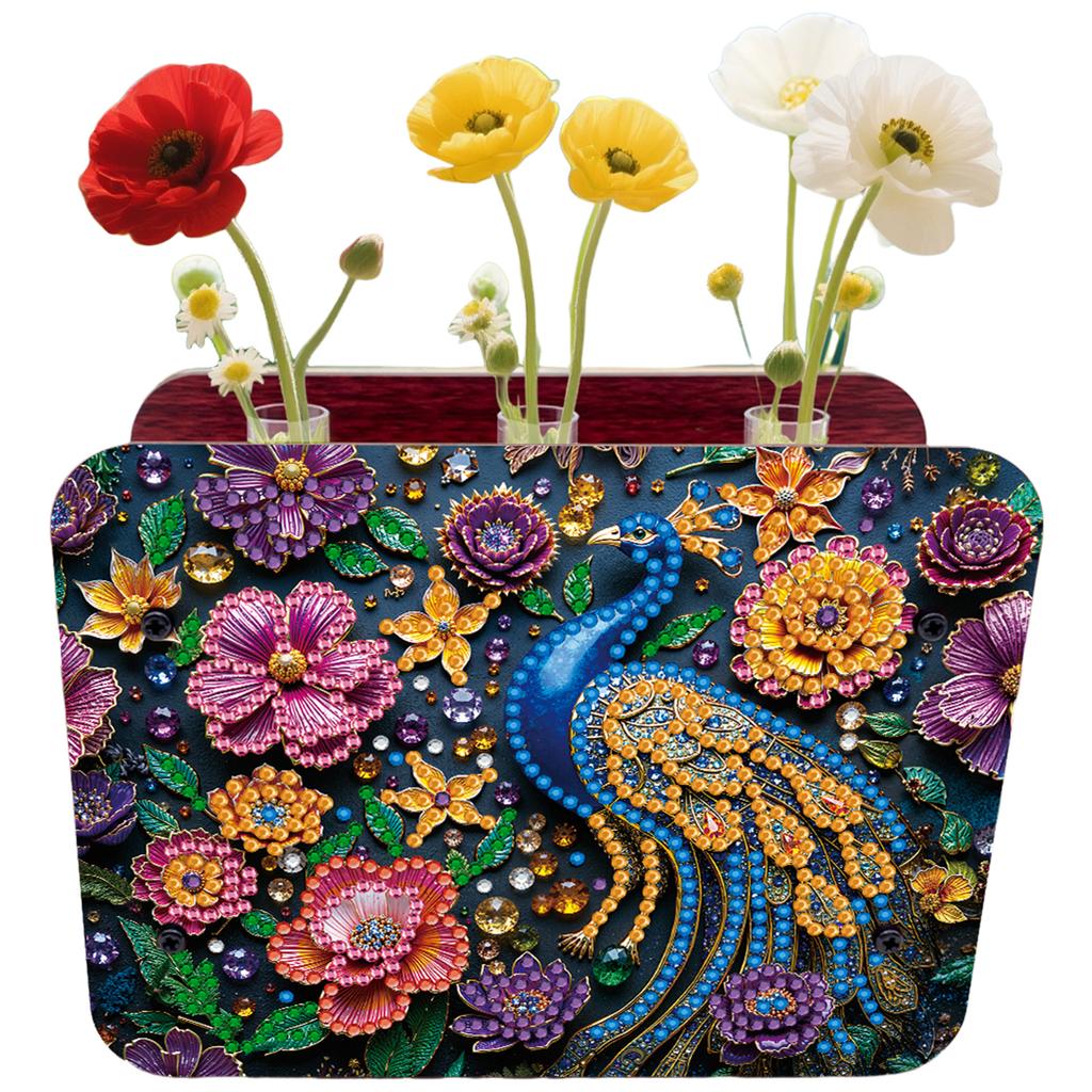 DIY Diamond Painting Wooden Tube Vase Two-Sided Pattern 5D DIY Vase Diamond Painting Kit for Adults Gift Idea Home Office Decor