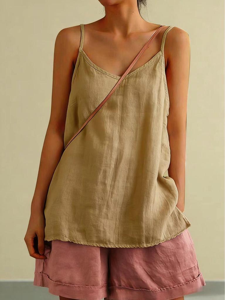 2025 Damen Sommer Baumwolle Leinen Ärmelloses Tanktop - Lockere Passform, Basic & Vielseitiger Stil