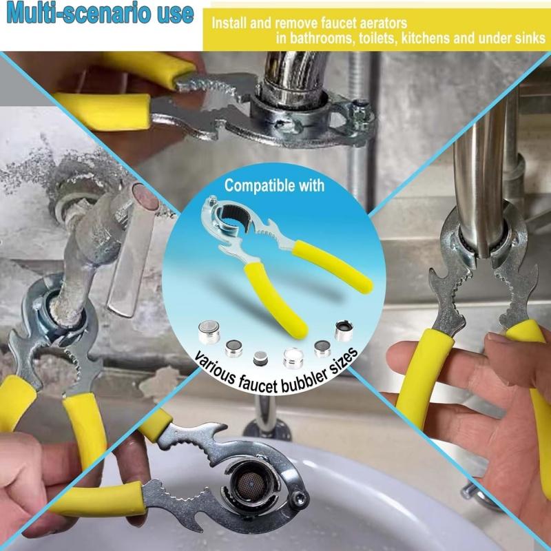 3-in-1 Multifunktionswerkzeuge Wasserhahn Sprudler Schraubenschlüssel Flaschenöffner und Zange Spülbecken Belüfterentfernungsschlüssel Reparaturspanner