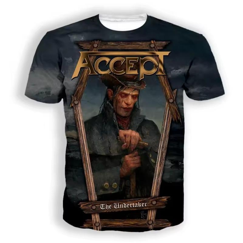 Vintage Men's T-shirt Classic Band Accept 3D Printed T Shirts Man Women Hip Hop Short Sleeve Tee Fashion Street Men Top Clothing