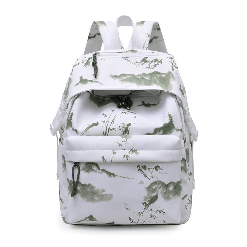 

Новый китайский стиль, рюкзак с принтом тушью в древнем стиле, школьная сумка для студентки, литературный, легкий, повседневный, дорожный рюкзак large