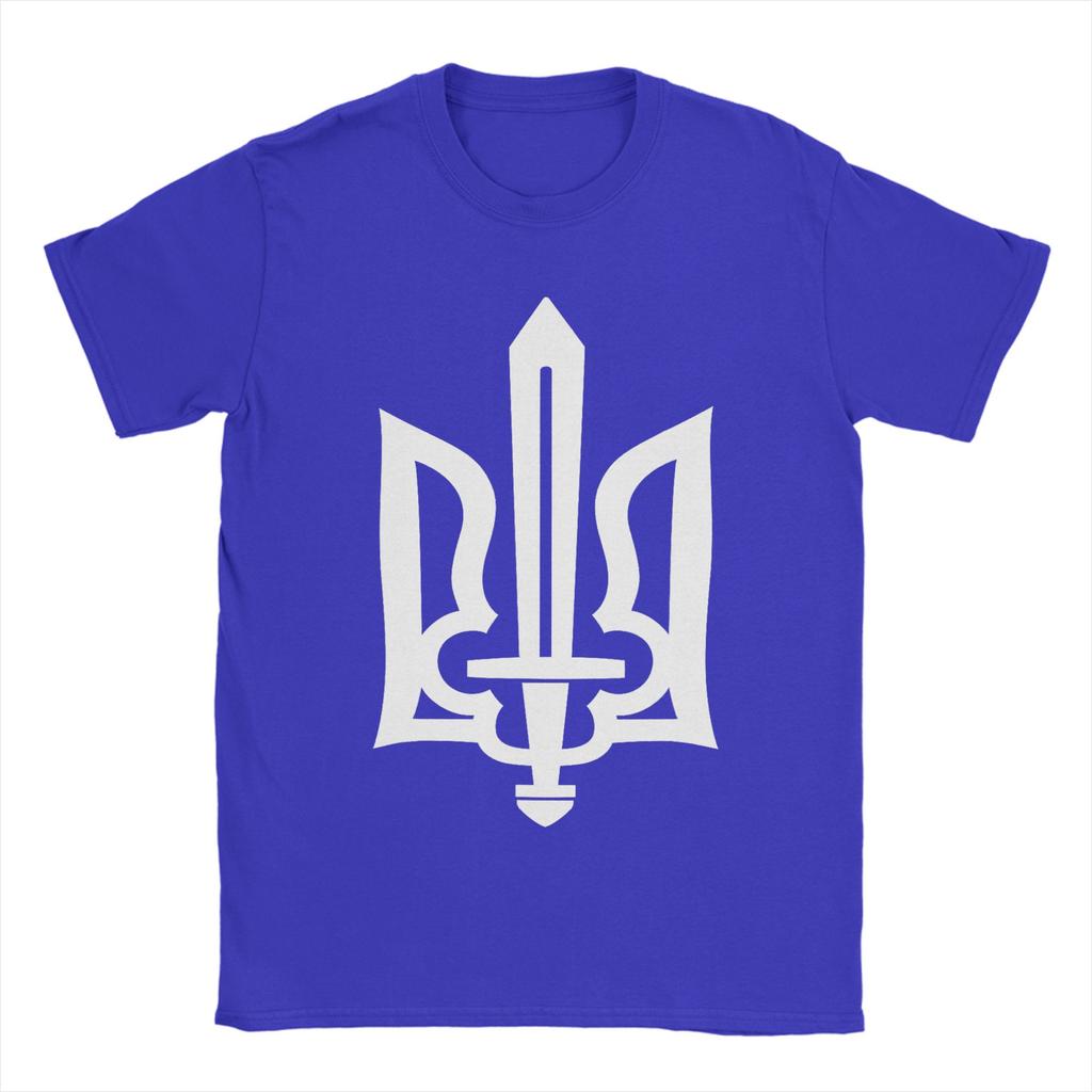 Ukrainian Trident Symbol Ukraine Gerb with Sword Cotton T Shirt For Adult Summer Basic TShirts O Neck Tees Oversized Cheap Tops