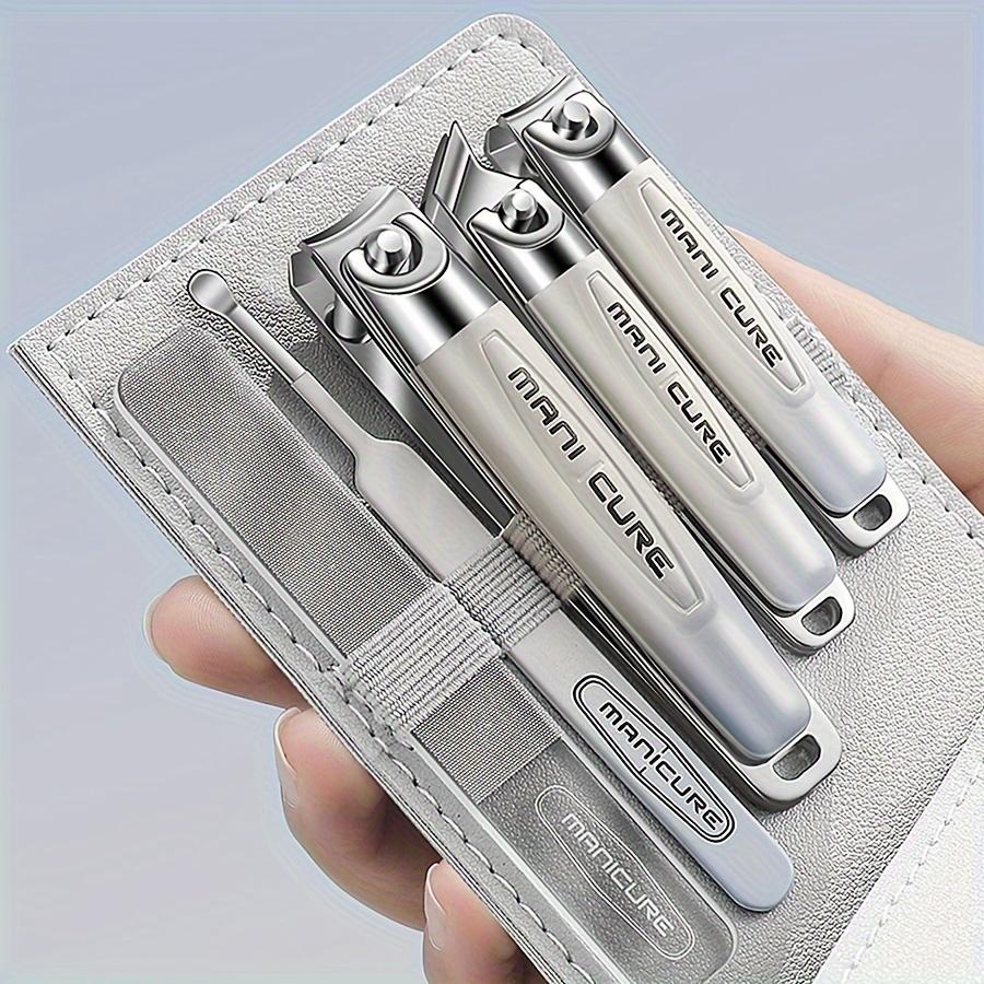 

5Pc Stainless Steel Manicure Kit w/ Travel Case - Unisex Nail Clippers, File & Ear Pick for Home/Professional Use