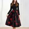 Women's Casual And Fashionable Long Sleeved R-neck Snowflake Print Dress